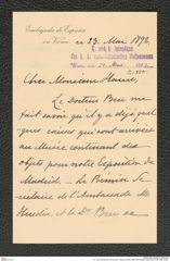 k.k. naturhistorisches Hofmuseum, Intendanzakten 1885-1896 (Hauer), Aktenzahl Z.350/1892, Seite 1